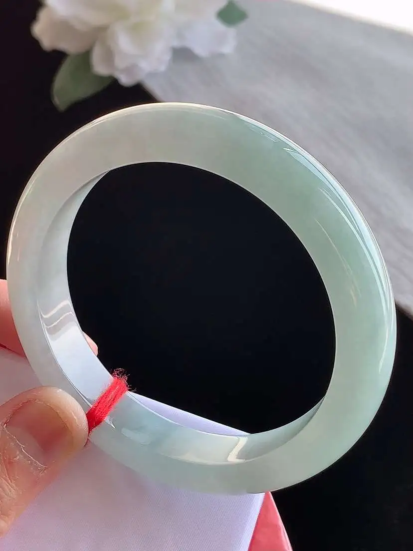 a货翡翠老坑冰种晴底正装正圈手镯57-58圈口 尺寸57.8×12.3×8.8mm 1115