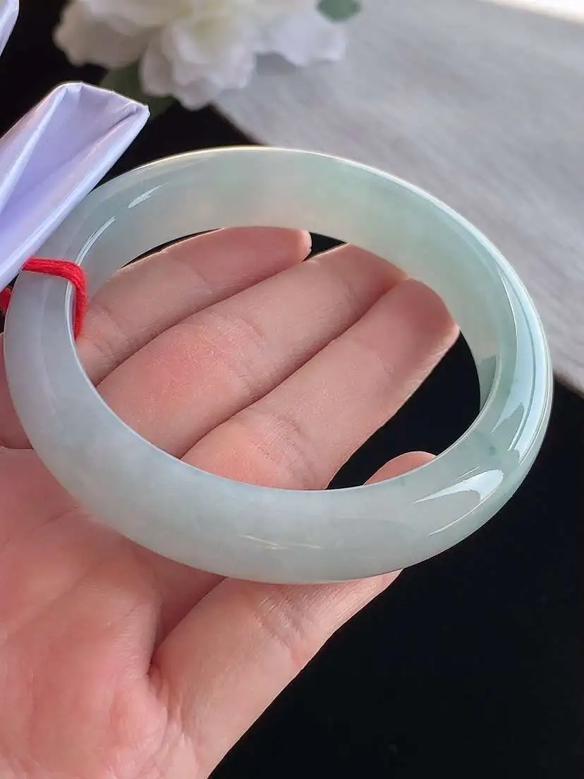 a货翡翠老坑冰种晴底正装正圈手镯57-58圈口 尺寸57.8×12.3×8.8mm 1115