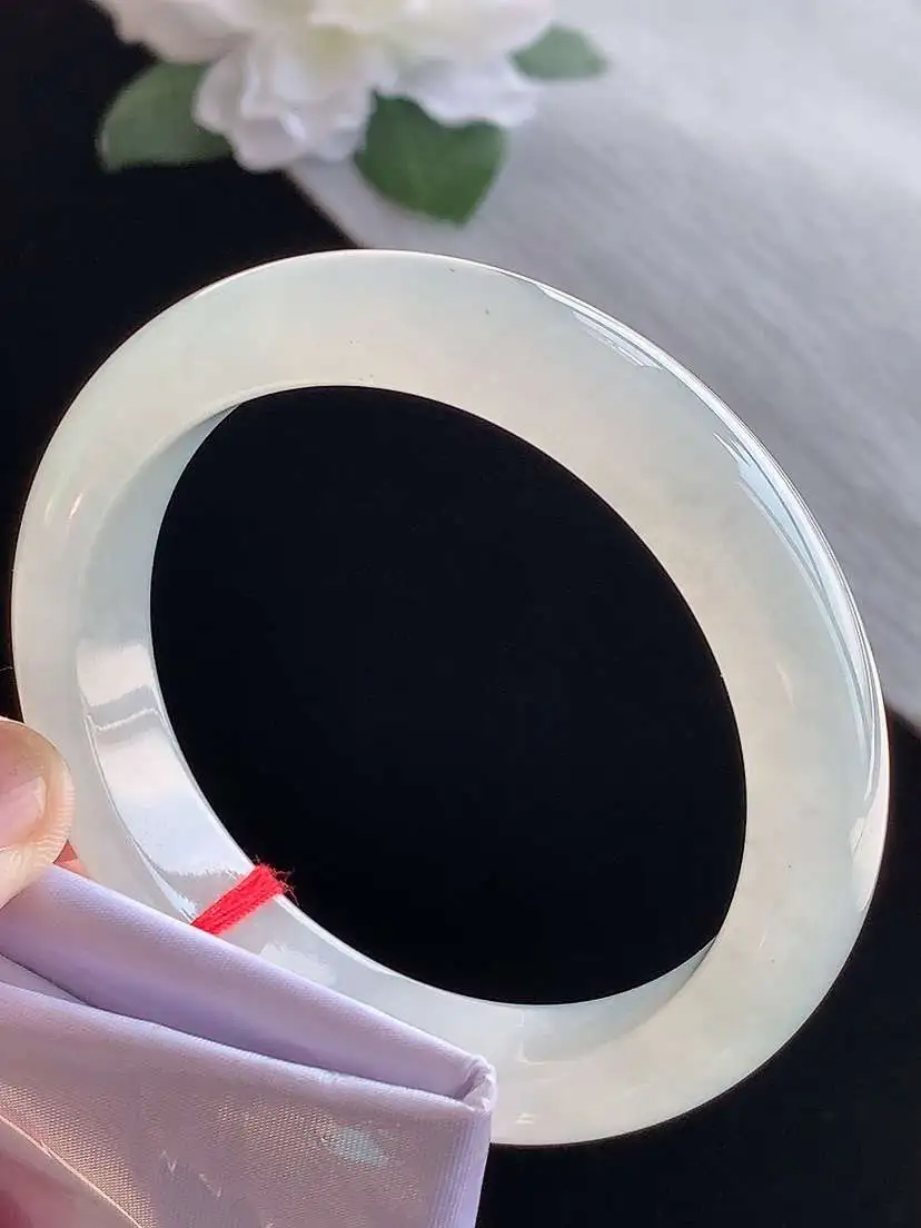 a货翡翠老坑冰种晴水正装正圈手镯59-60大圈口  尺寸59×13×9mm 1115