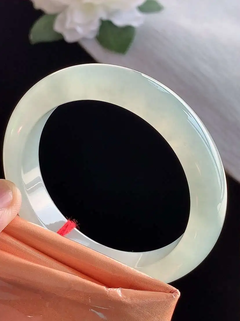 a货翡翠老坑冰种晴水正装正圈手镯54-55圈口  尺寸54.2×12.2×8.6mm 1115