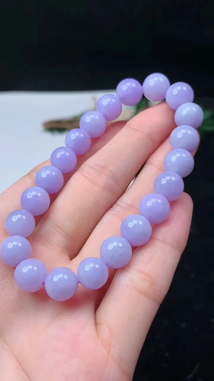 天然A货翡翠货紫罗兰圆珠手串，尺寸9-21颗，重量:26.41g11月16日
工厂直销收藏佳品,种好水足，色泽均匀，有种有色，上手高大气！