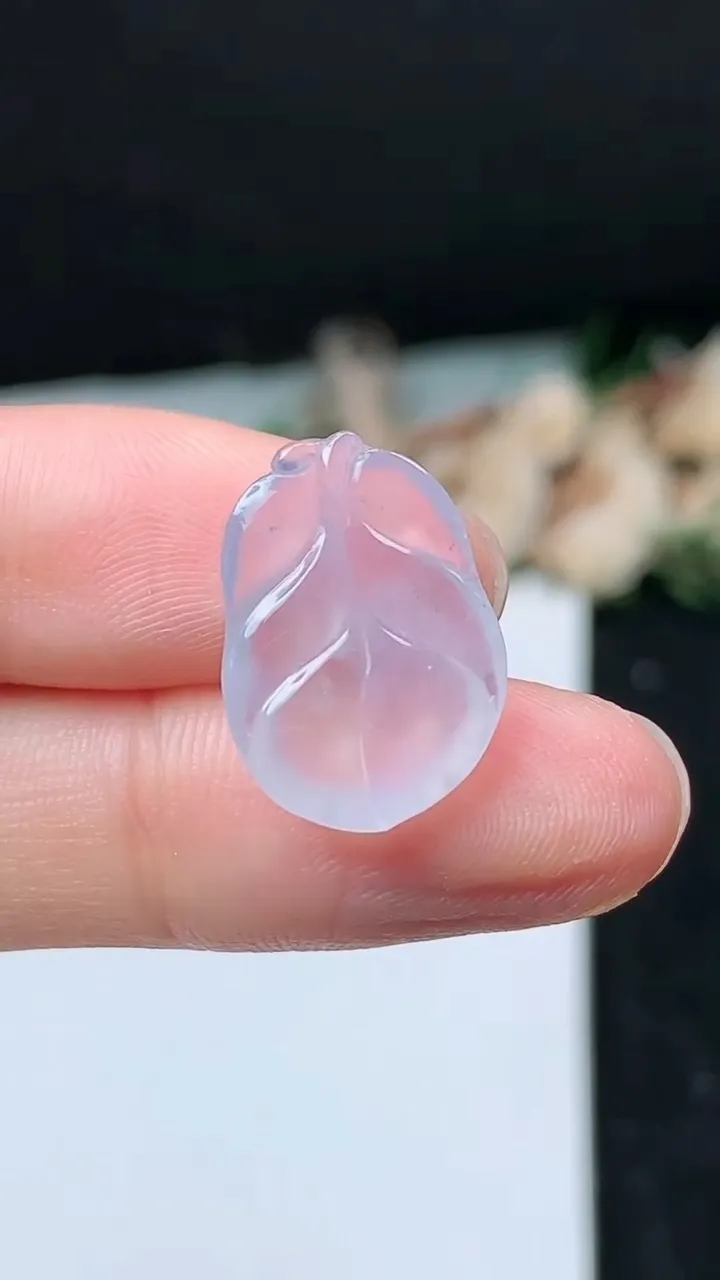 天然A货翡翠白冰金枝玉叶 叶子镶嵌件，尺寸17.8-12.8-4，重量:1.61g
11月16日