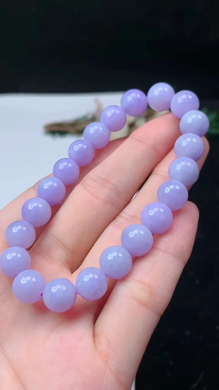 天然A货翡翠货紫罗兰圆珠手串，尺寸9-21颗，重量:26.41g11月17日
工厂直销收藏佳品,种好水足，色泽均匀，有种有色，上手高大气！