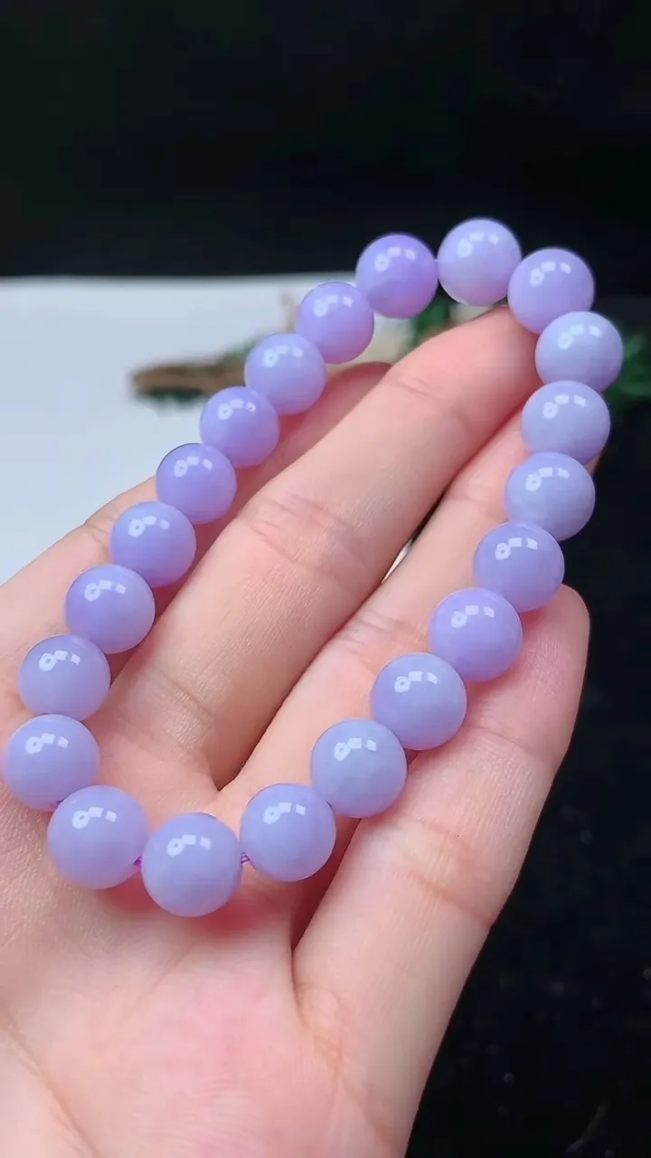 天然A货翡翠货紫罗兰圆珠手串，尺寸9-21颗，重量:26.41g11月17日
工厂直销收藏佳品,种好