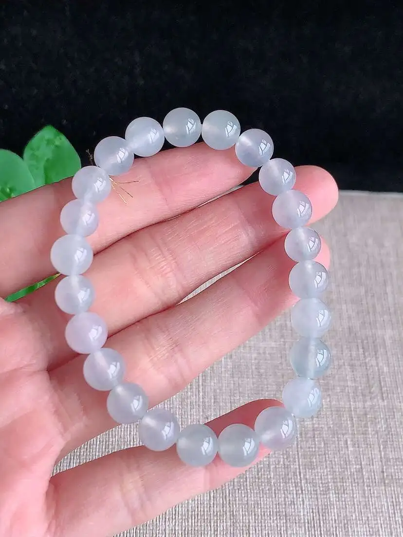 a货翡翠老坑冰种白月光圆珠佛珠手串23颗  尺寸8mm 重量19.72g 1118