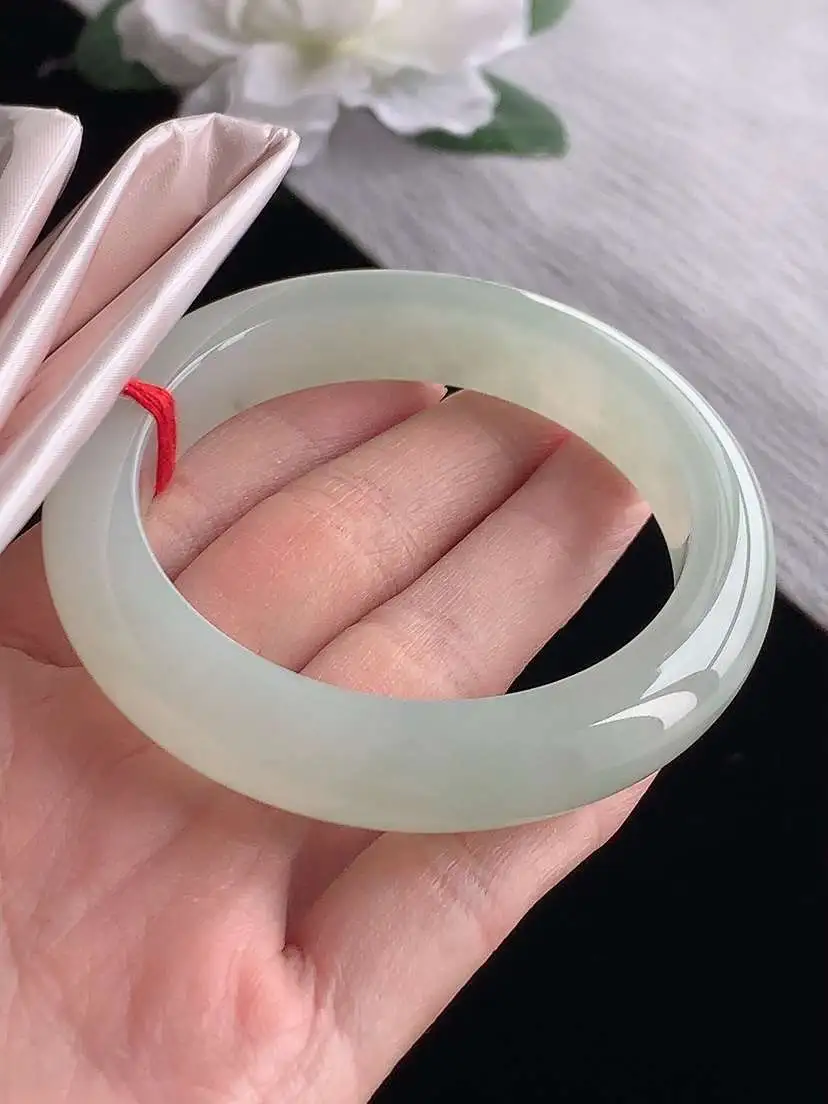 a货翡翠老坑冰种晴水厚装正装正圈手镯54-55圈口  尺寸54.8×11.8×9.3mm 1118