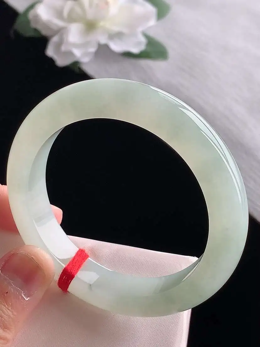 a货翡翠老坑冰种晴水厚装正装正圈手镯54-55圈口  尺寸54.8×11.8×9.3mm 1118