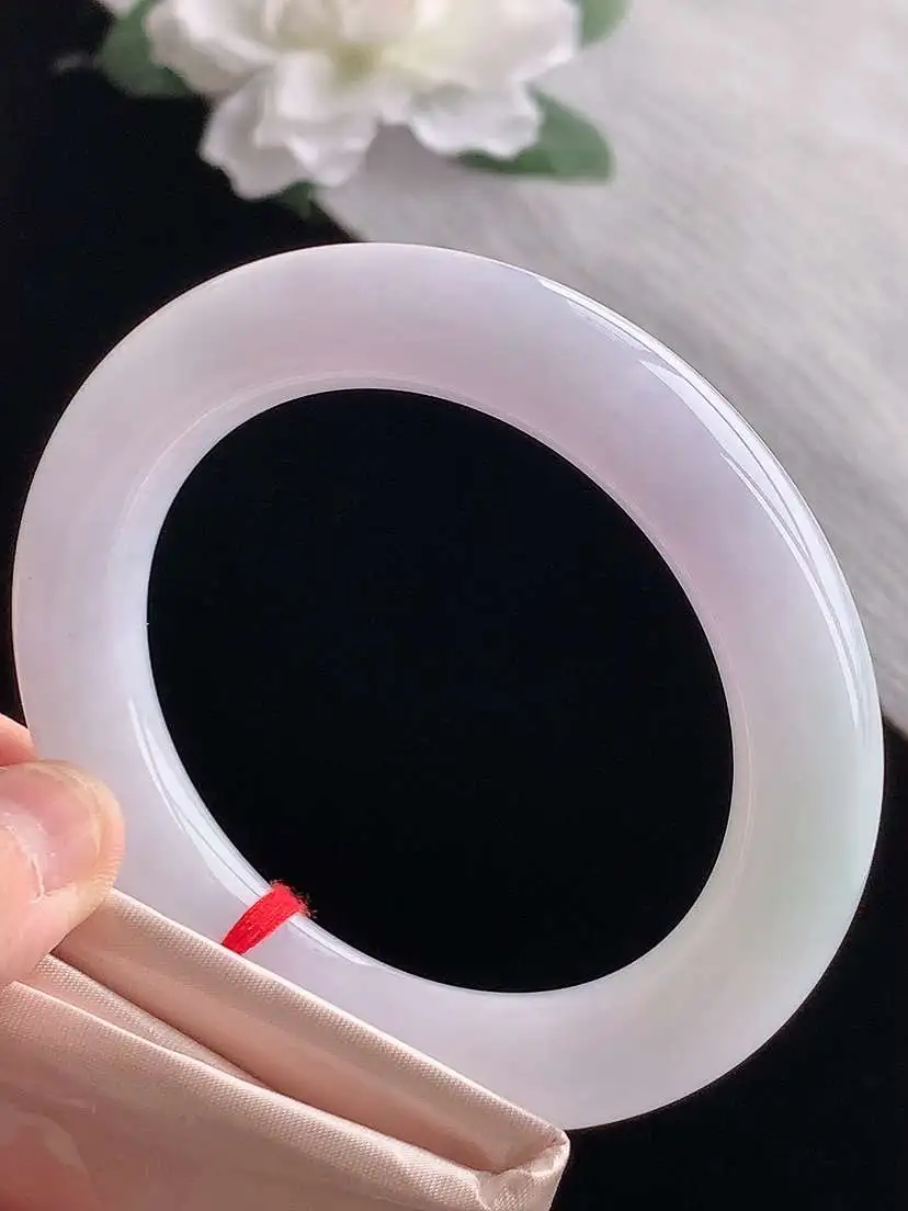 a货翡翠老坑冰种紫罗兰胖圆条手镯56-57圈口  尺寸56.5×11.7mm 1118