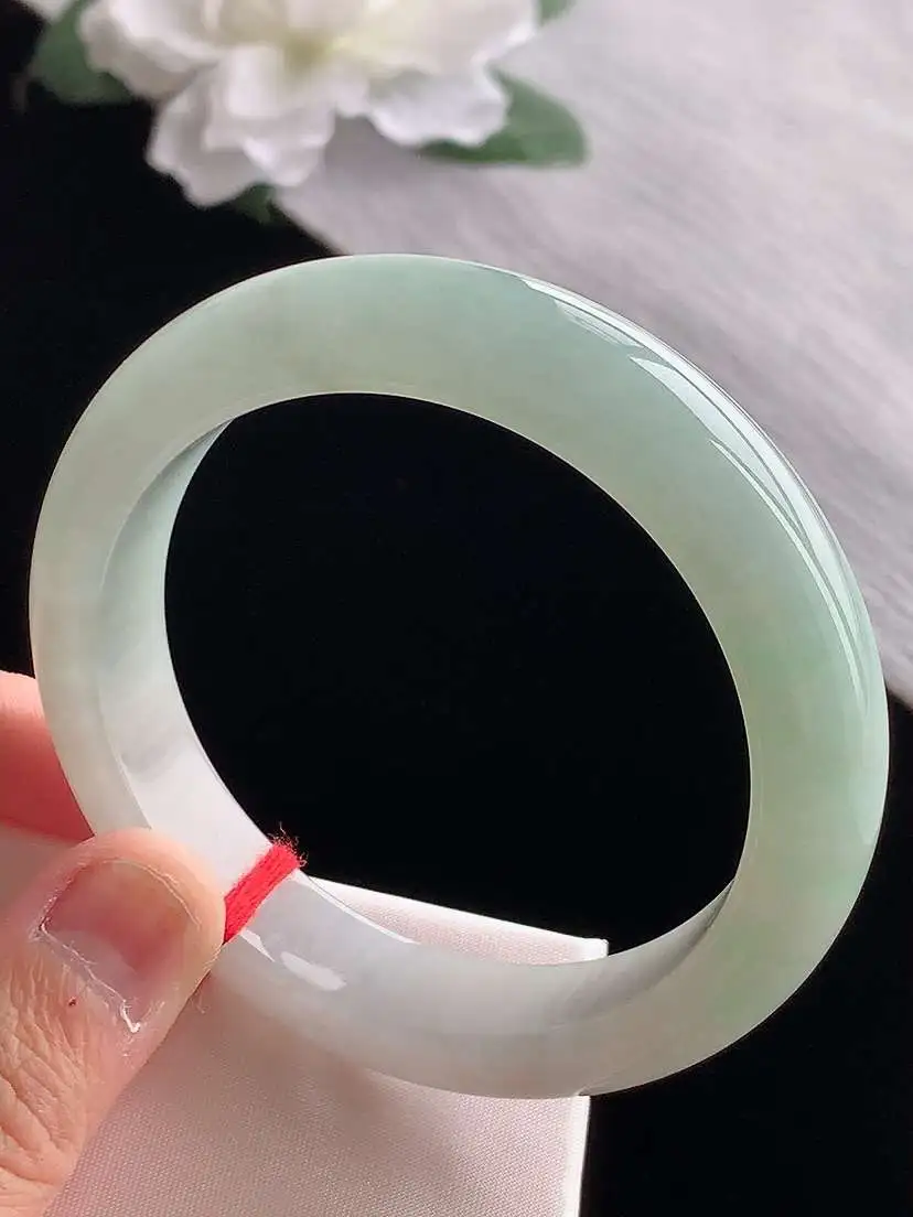 a货翡翠老坑冰种晴底正装正圈手镯56-57圈口  尺寸56×12.5×8.5mm 1118