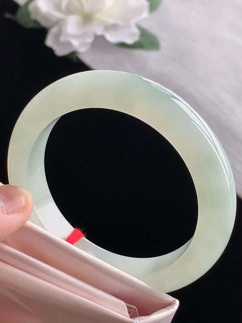 a货翡翠老坑冰种晴水厚装正装正圈手镯54-55圈口  尺寸54.8×11.8×9.3mm 1118