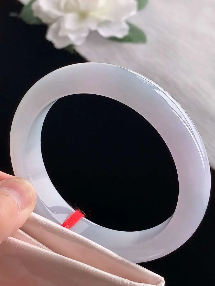 a货翡翠老坑冰种紫罗兰正装正圈手镯56-57圈口  尺寸56.5×11.8×8.6mm 1118