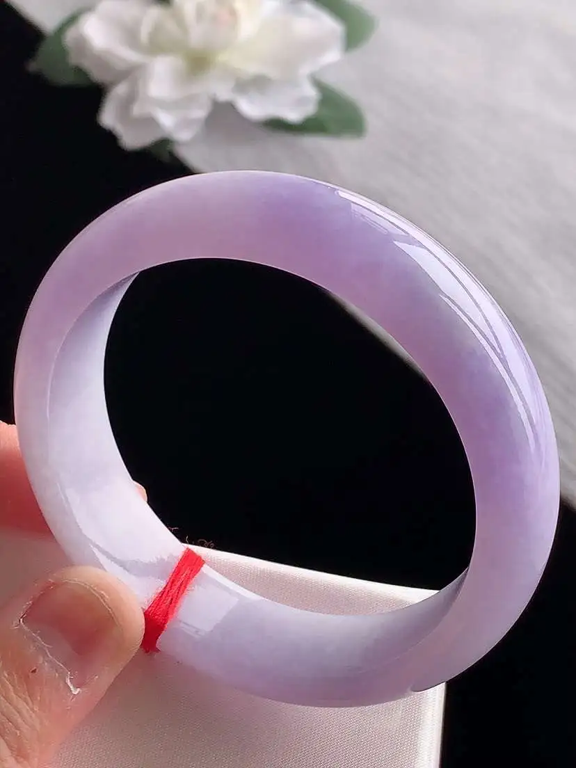 a货翡翠老坑冰种紫罗兰正装正圈手镯55-56圈口  尺寸55.8×15×7.8mm 1118