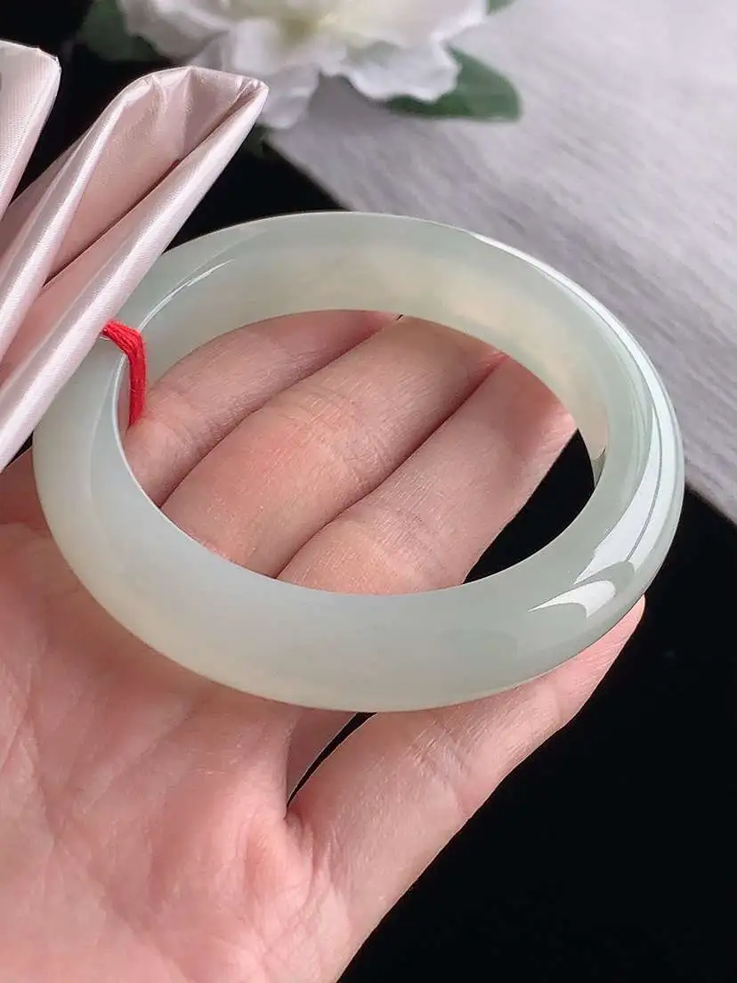 a货翡翠老坑冰种晴水厚装正装正圈手镯54-55圈口  尺寸54.8×11.8×9.3mm 1118