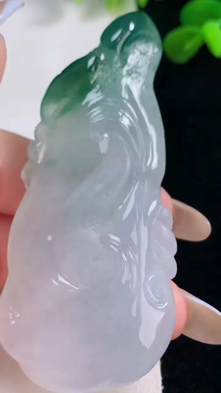 天然A货翡翠种飘花龙牌吊坠，尺寸72.5-31.2-13.4，重量:49.36g
11月19日