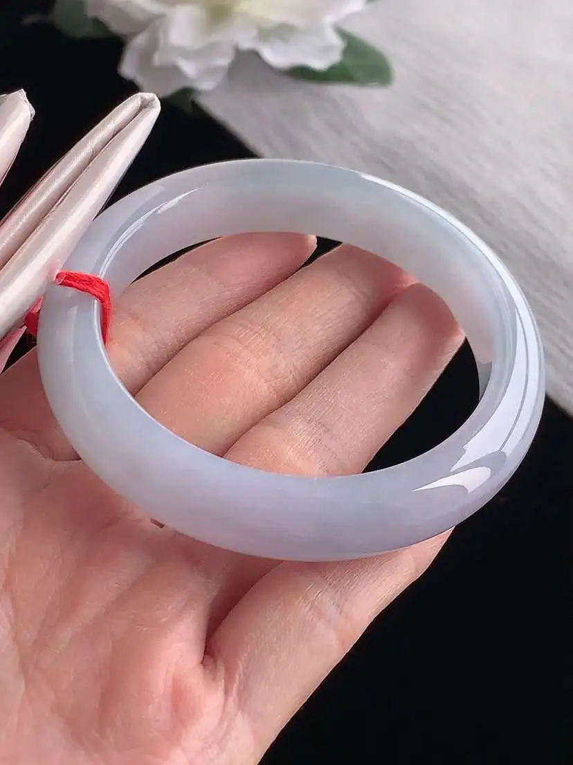 a货翡翠老坑冰种紫罗兰正装正圈手镯56-57圈口  尺寸56.5×11.8×8.6mm 1118