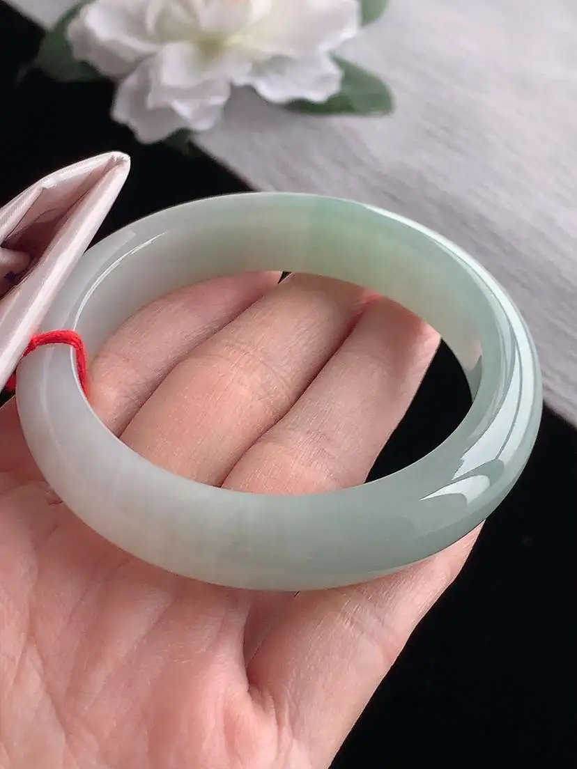 a货翡翠老坑冰种晴底正装正圈手镯56-57圈口  尺寸56×12.5×8.5mm 1118