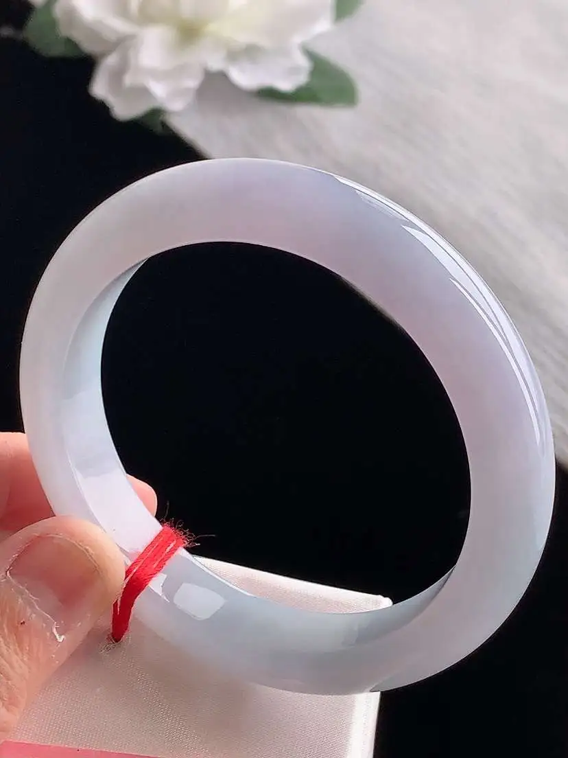 a货翡翠老坑冰种紫罗兰正装正圈手镯56-57圈口  尺寸56.5×11.8×8.6mm 1118