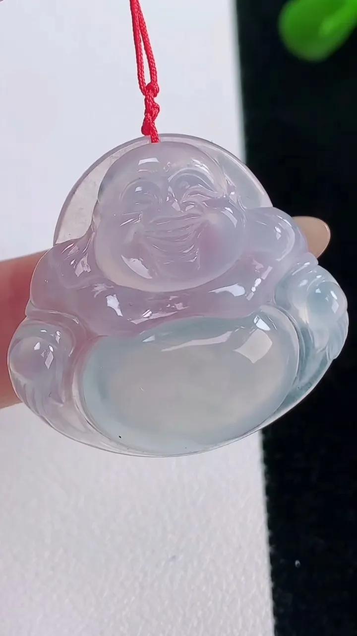 天然A货翡翠种白冰佛公吊坠，尺寸29.2-31.3-5.6，重量:7.54g
11月19日