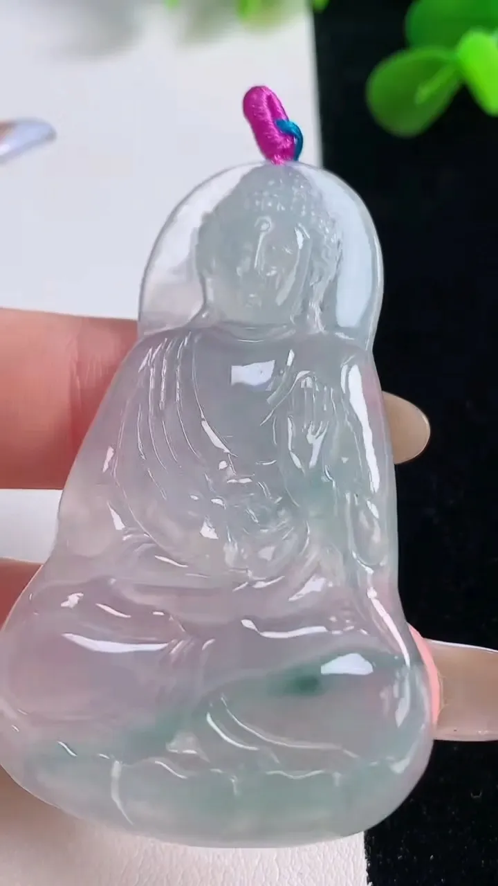 天然A货翡翠冰种飘花阿弥陀佛吊坠，尺寸58-34.8-4.3，重量:15.88g
11月19日