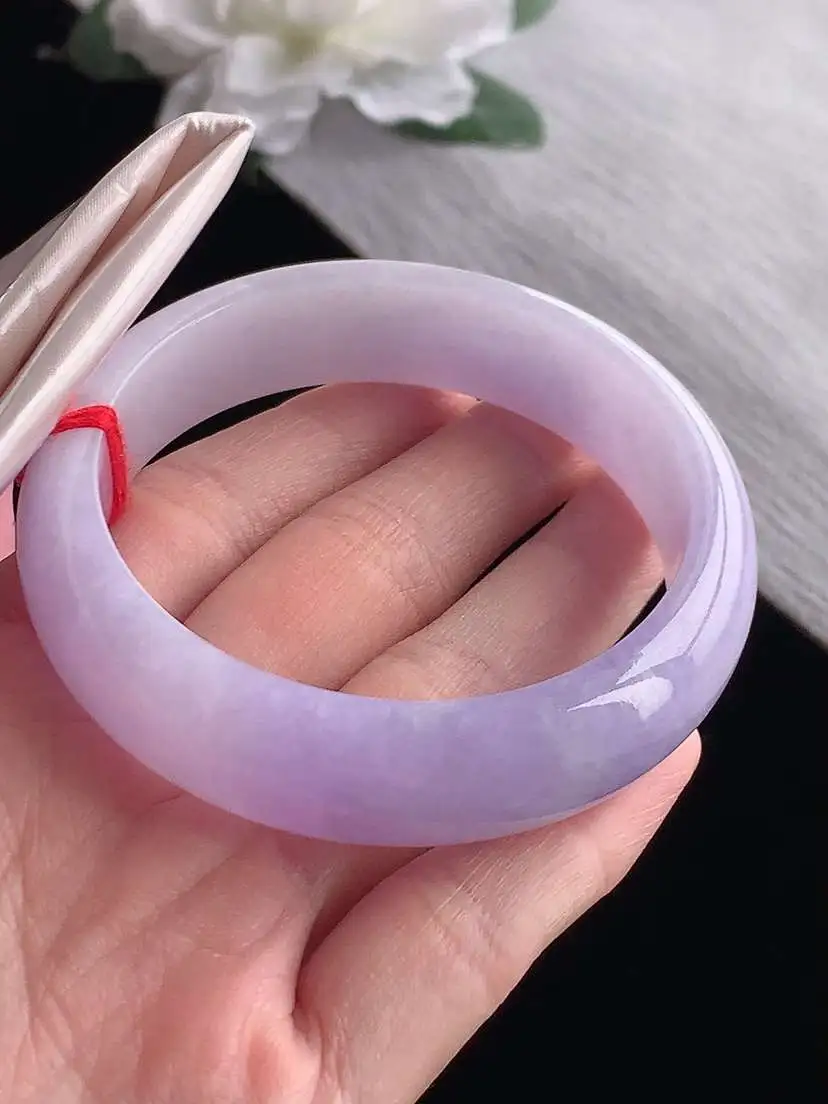 a货翡翠老坑冰种紫罗兰正装正圈手镯55-56圈口  尺寸55.8×15×7.8mm 1118