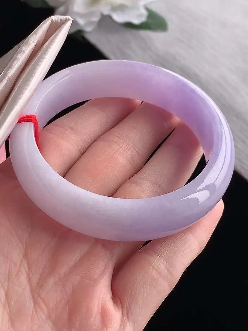 a货翡翠老坑冰种紫罗兰正装正圈手镯55-56圈口  尺寸55.8×15×7.8mm 1118