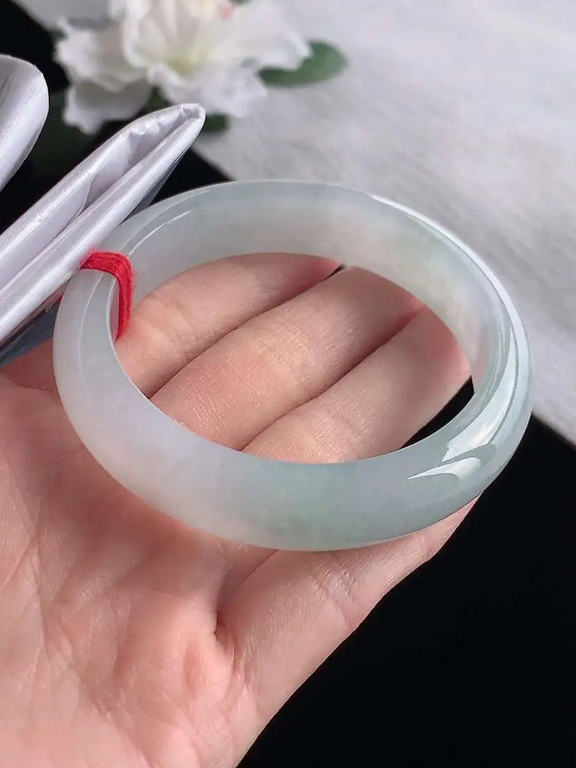 a货翡翠老坑冰种晴水正装正圈手镯54-55圈口  尺寸54.8×12.6×7.8mm 1119