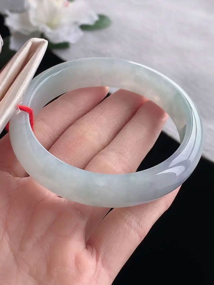 a货翡翠老坑冰种紫罗兰正装正圈手镯58-59圈口  尺寸58×13.6×7.8mm 1119