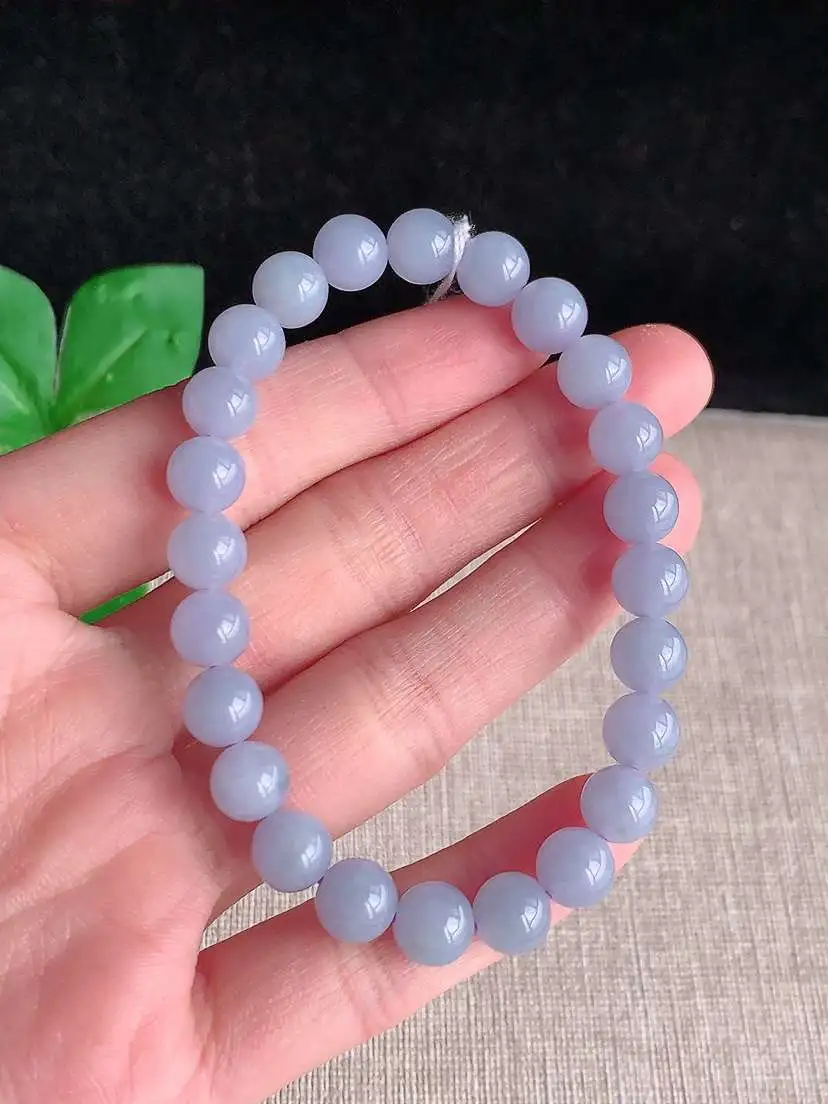 a货翡翠老坑冰种紫罗兰圆珠佛珠手串24颗  尺寸7.6mm 重量20.38g 1119