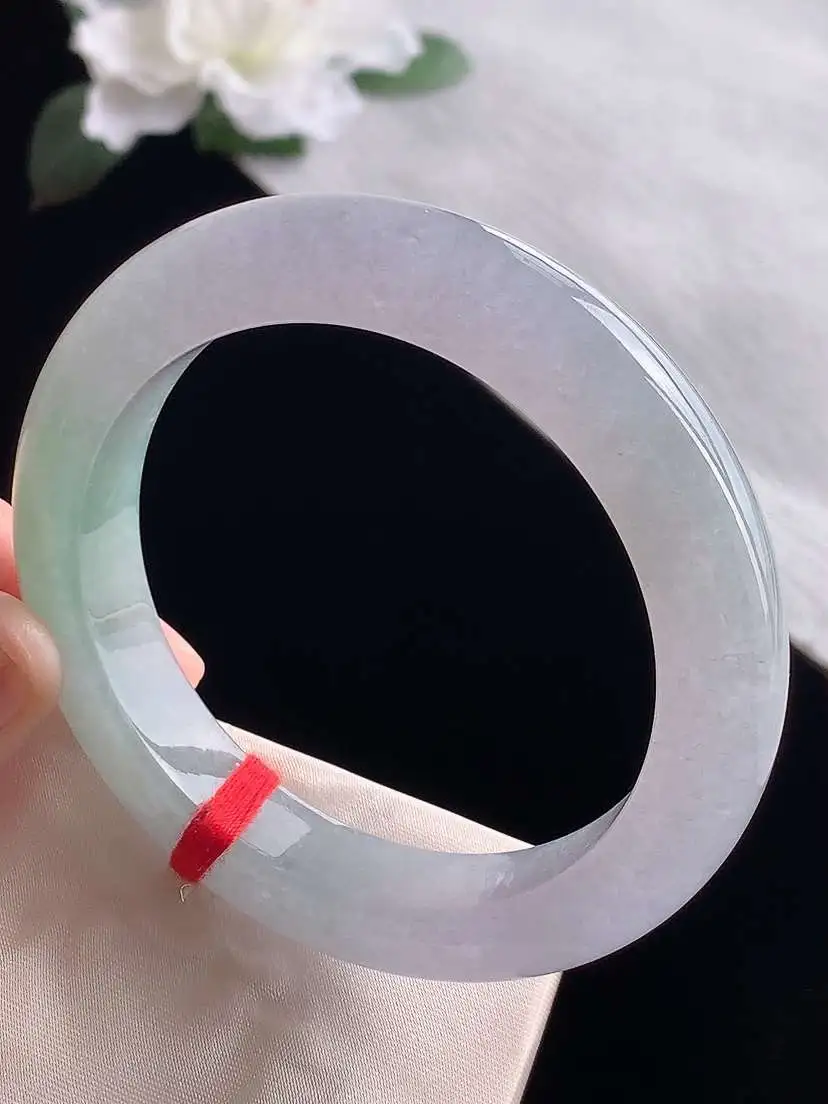 a货翡翠老坑冰种紫底厚装正装正圈手镯57-58圈口 尺寸57.6×12×9.8mm 1119