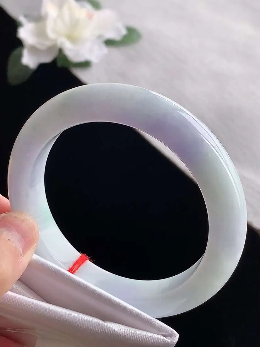 a货翡翠老坑冰种紫罗兰厚装正装正圈手镯55-56圈口  尺寸55.7×11.4×9.3mm 1119