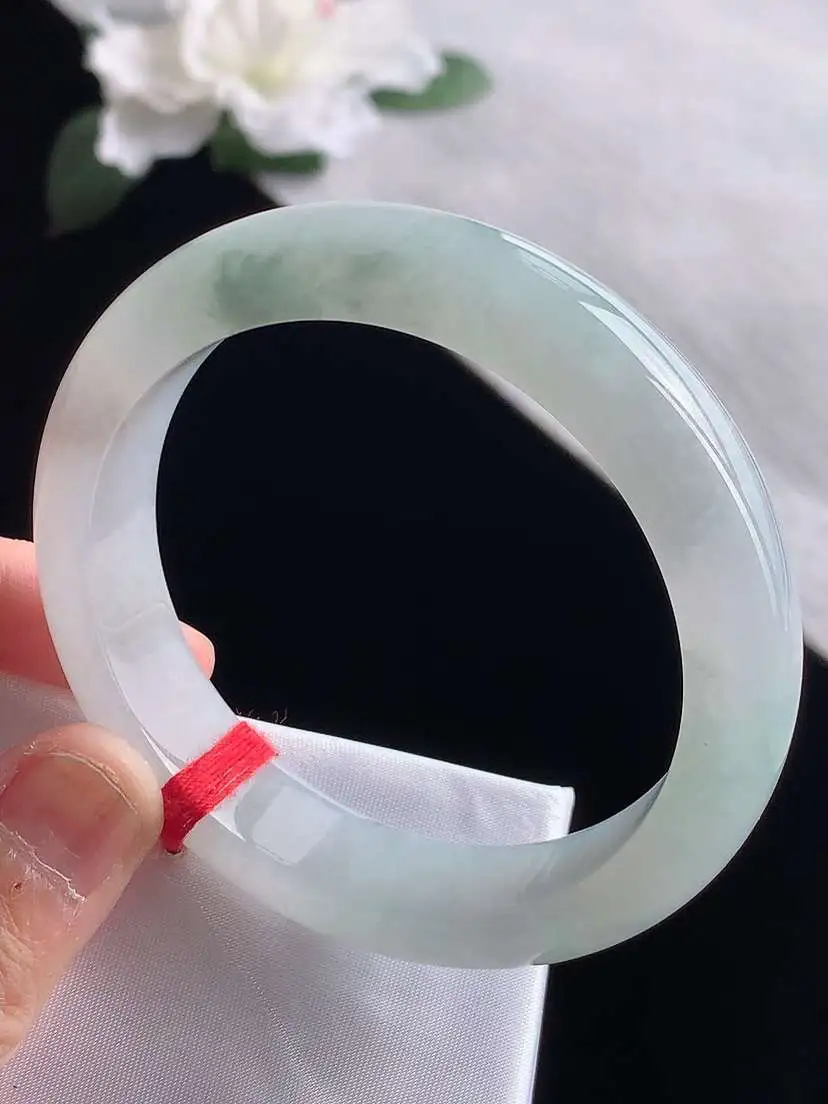a货翡翠老坑冰种晴水正装正圈手镯54-55圈口  尺寸54.8×12.6×7.8mm 1119