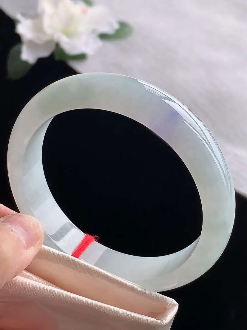 a货翡翠老坑冰种紫罗兰正装正圈手镯58-59圈口  尺寸58×13.6×7.8mm 1119