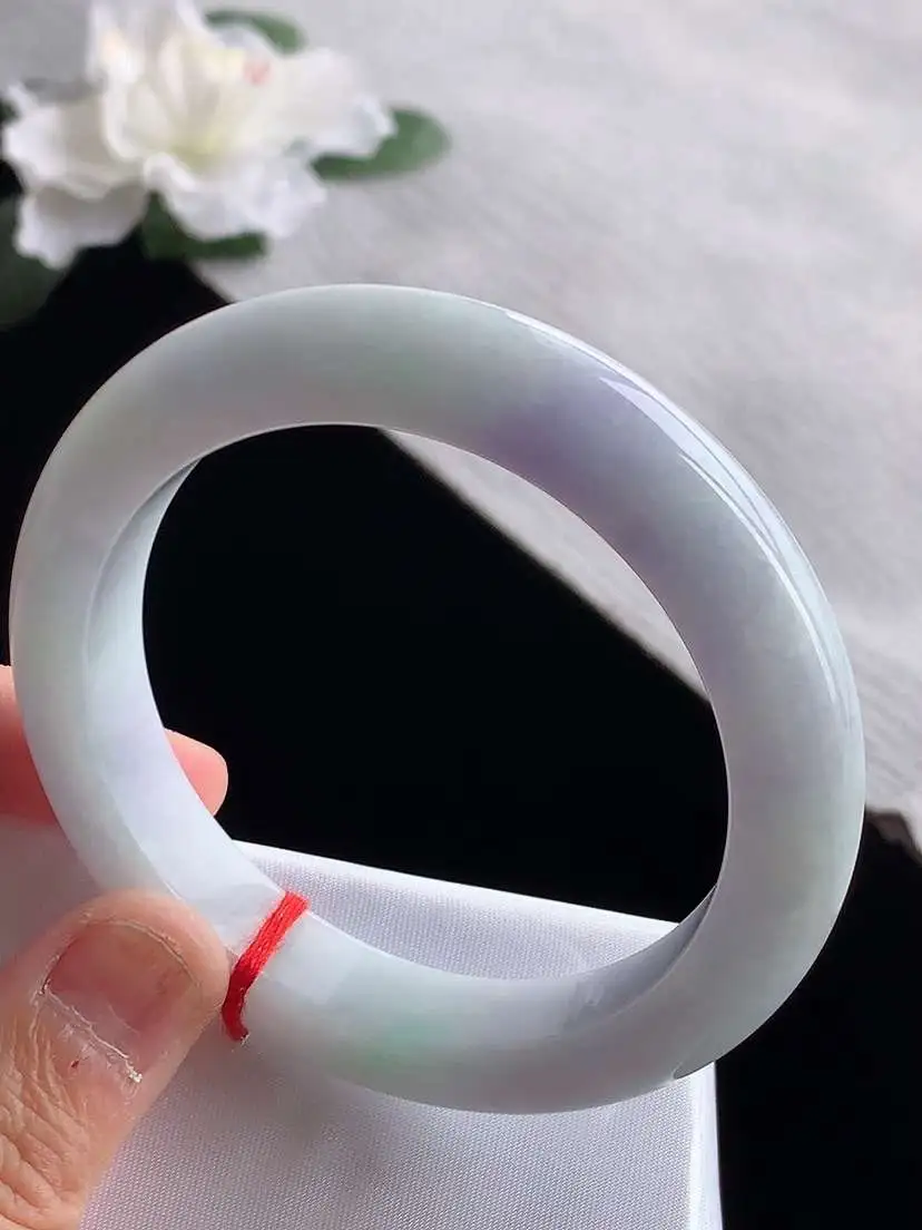 a货翡翠老坑冰种紫罗兰厚装正装正圈手镯55-56圈口  尺寸55.7×11.4×9.3mm 1119