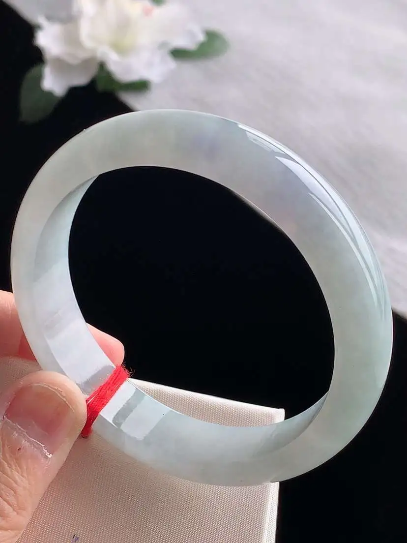 a货翡翠老坑冰种紫罗兰正装正圈手镯58-59圈口  尺寸58×13.6×7.8mm 1119