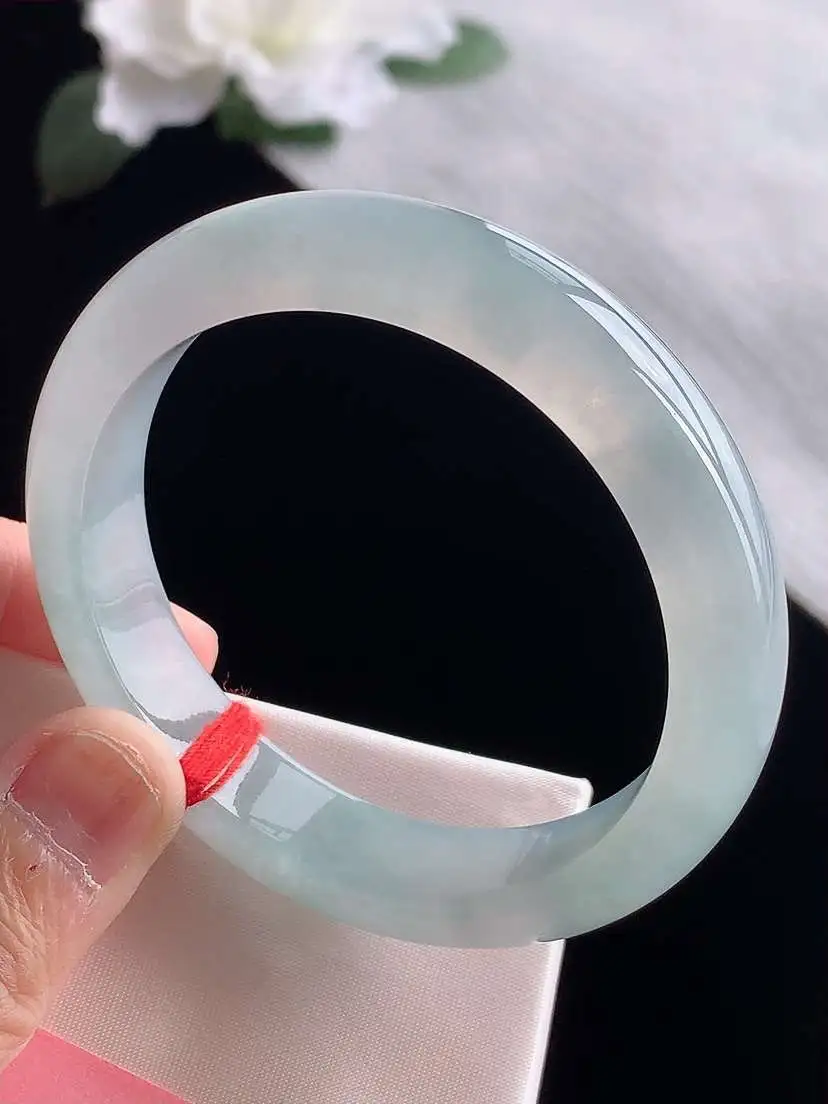 a货翡翠老坑冰种晴水正装正圈手镯53-54圈口  尺寸53.2×11.8×7.8mm 1119