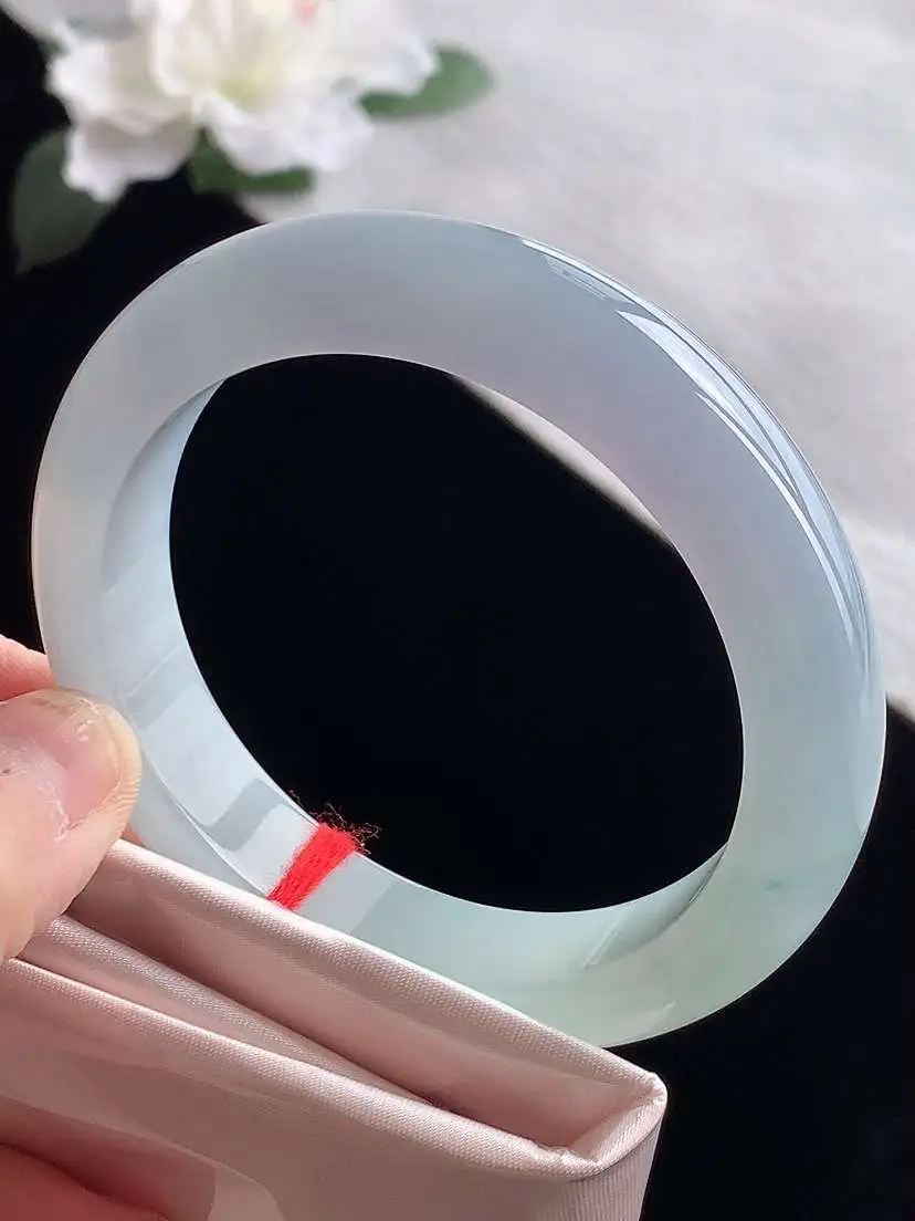 a货翡翠老坑冰种紫罗兰飘花厚装正装正圈手镯57-58圈口 尺寸57.2×12.3×9.2mm 111