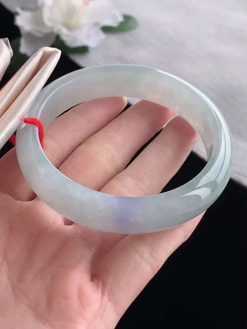 a货翡翠老坑冰种紫罗兰正装正圈手镯58-59圈口  尺寸58×13.6×7.8mm 1119
