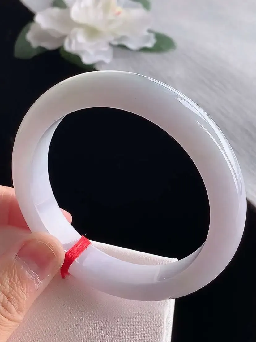 a货翡翠老坑冰种飘花正装正圈手镯58-59圈口  尺寸58.6×12.6×8.5mm 1120