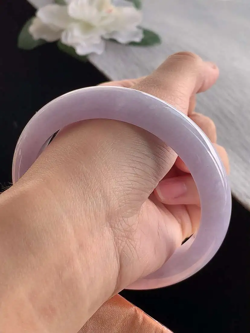 a货翡翠老坑冰种紫罗兰厚装正装正圈手镯62-63大圈口  尺寸62.5×13×9.2mm 1120