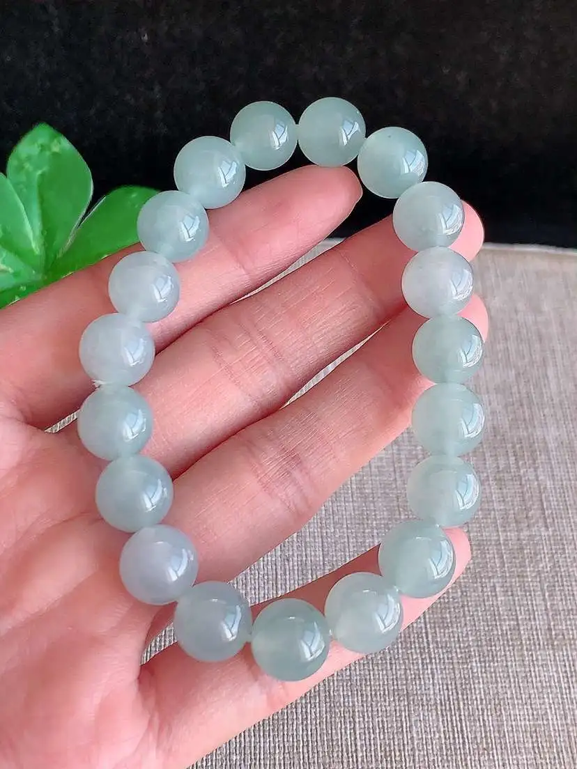 a货翡翠老坑冰种晴水圆珠佛珠手串19颗  尺寸9.6mm 重量37.86g 1120