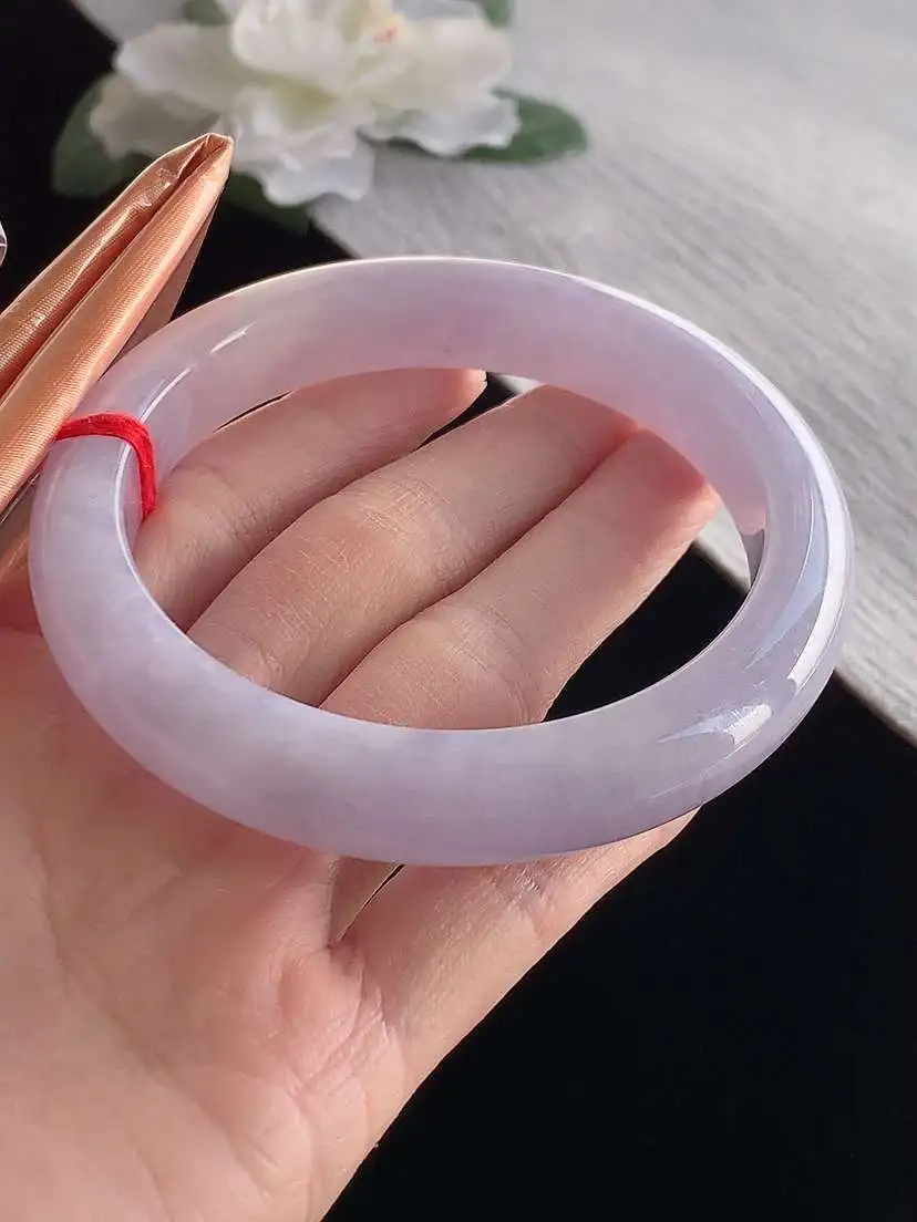 a货翡翠老坑冰种紫罗兰厚装正装正圈手镯62-63大圈口  尺寸62.5×13×9.2mm 1120