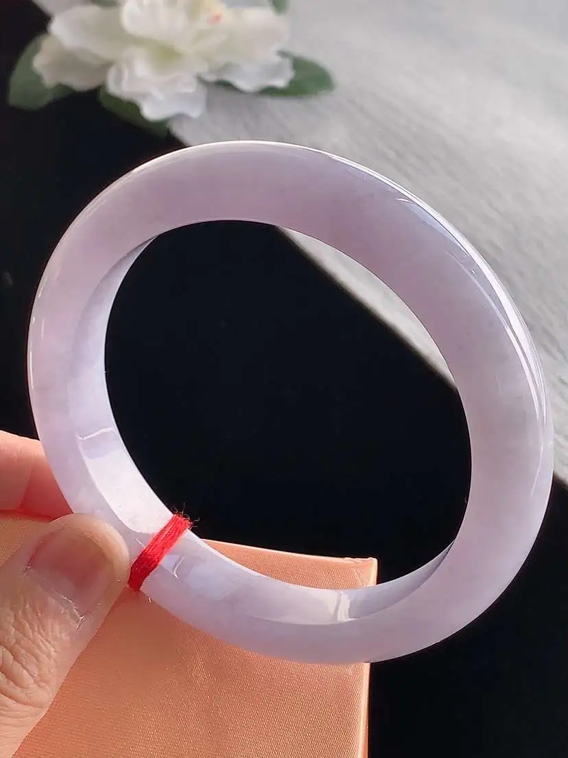 a货翡翠老坑冰种紫罗兰厚装正装正圈手镯62-63大圈口  尺寸62.5×13×9.2mm 1120