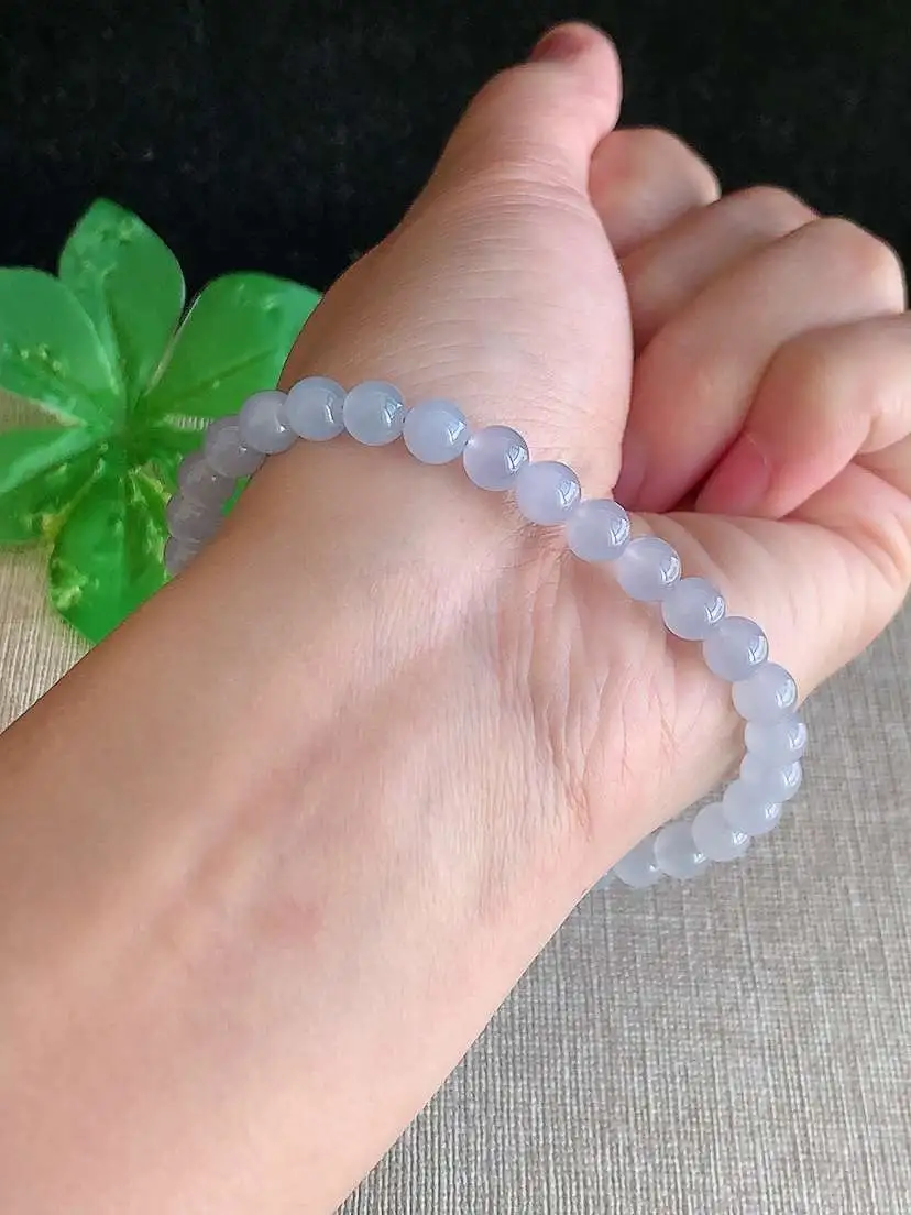 a货翡翠老坑冰种紫罗兰圆珠佛珠手串30颗  尺寸6mm 重量13.12g 1121