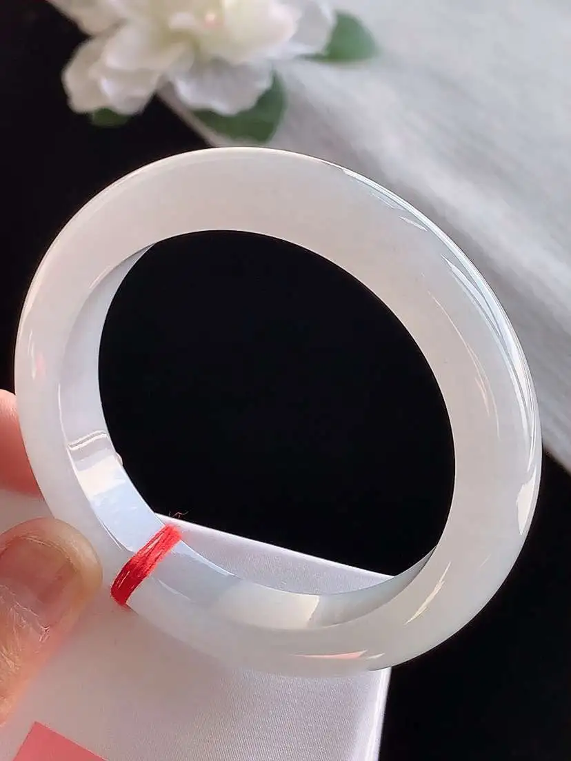 a货翡翠老坑冰种白月光厚装正装正圈手镯56-57圈口 尺寸56.8×11.8×9.3mm 1121