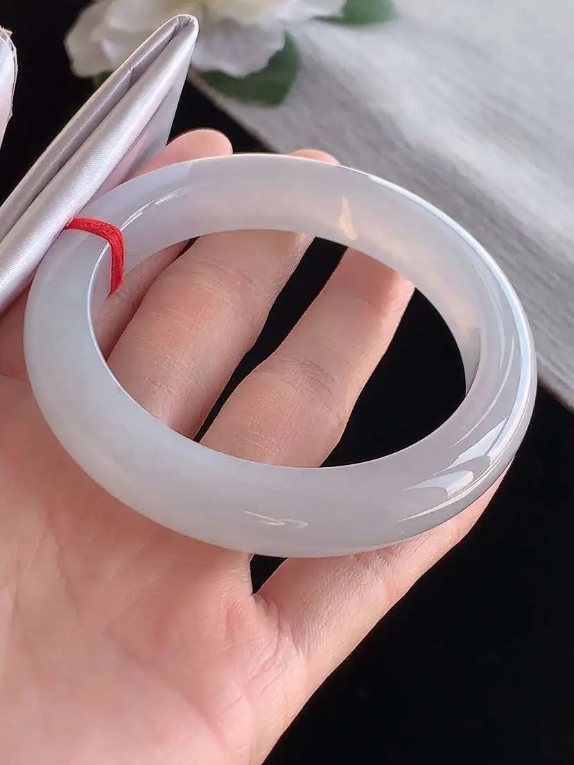 a货翡翠老坑冰种白月光厚装正装正圈手镯56-57圈口 尺寸56.8×11.8×9.3mm 1121