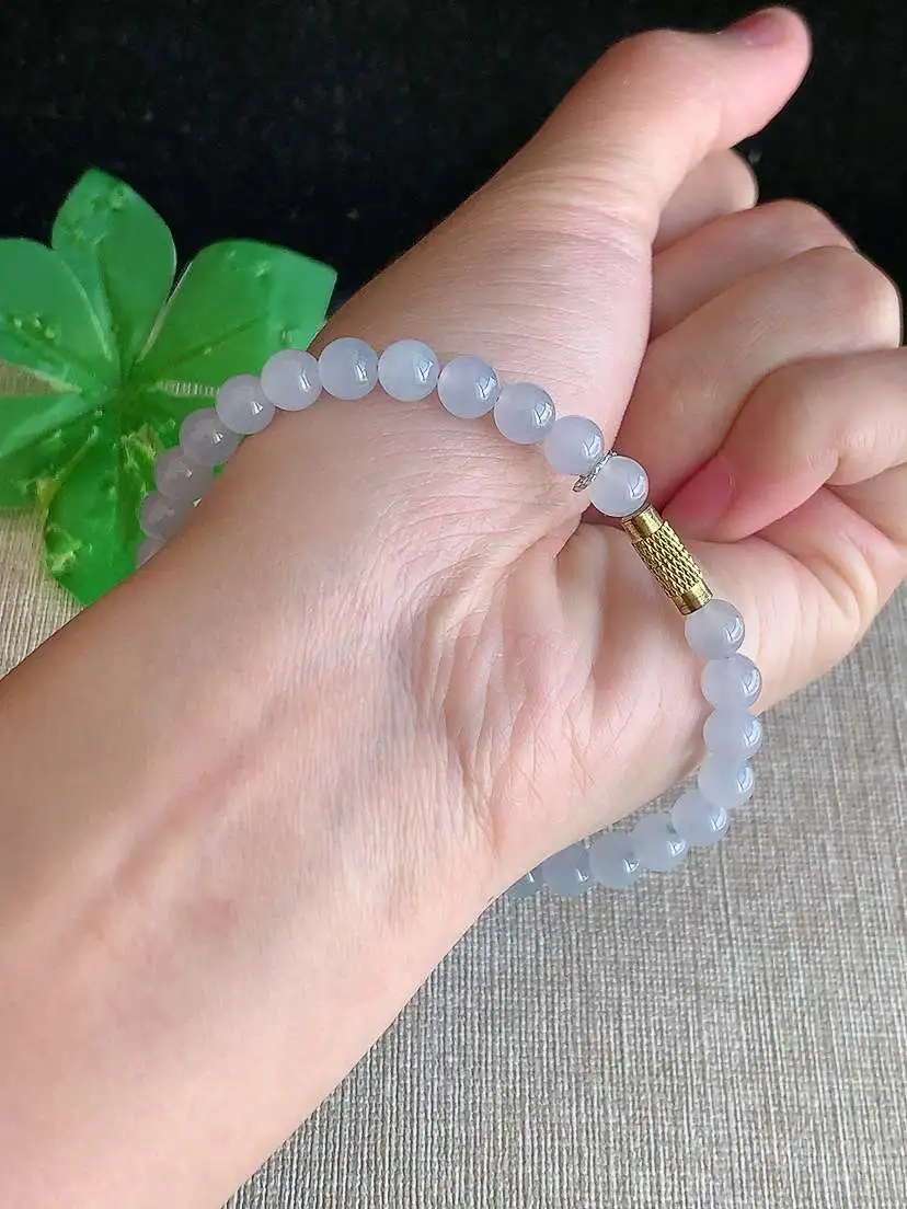 a货翡翠老坑冰种紫罗兰圆珠佛珠手串30颗  尺寸6mm 重量13.12g 1121