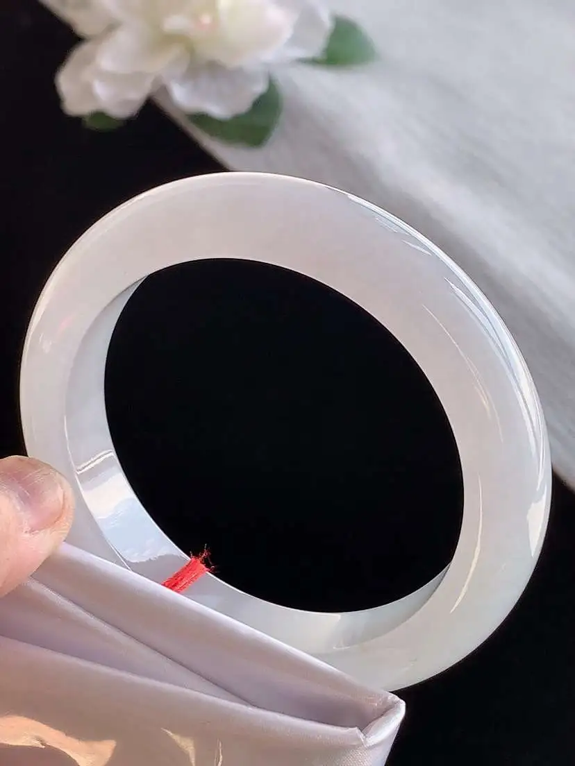 a货翡翠老坑冰种白月光厚装正装正圈手镯56-57圈口 尺寸56.8×11.8×9.3mm 1121