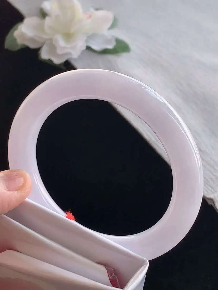 a货翡翠老坑冰种紫罗兰圆条手镯55-56圈口  尺寸55.2×10.3mm 1121