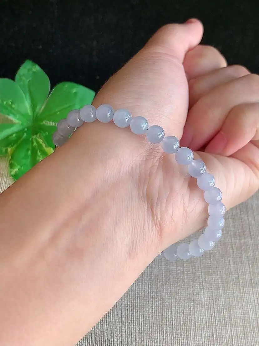 a货翡翠老坑冰种紫罗兰圆珠佛珠手串30颗  尺寸6mm 重量13.12g 1121