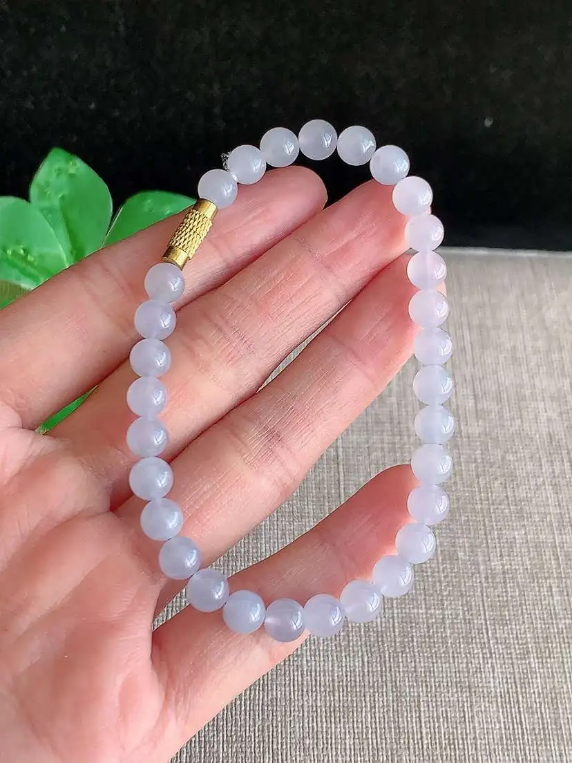 a货翡翠老坑冰种紫罗兰圆珠佛珠手串30颗  尺寸6mm 重量13.12g 1121